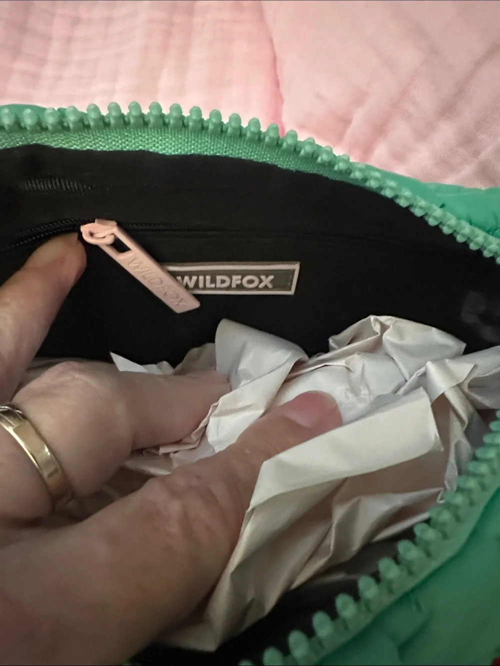 Wildfox Teal Green Quilted Knot Crossbody Waist Bag Pouch NWT